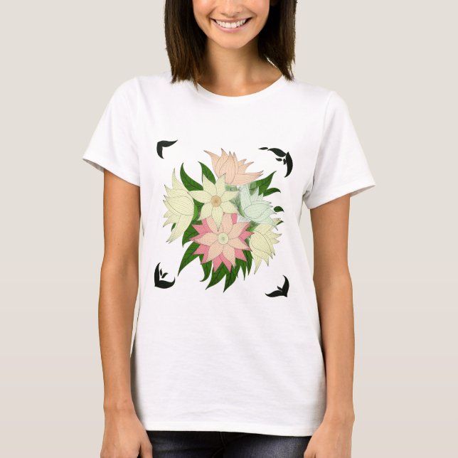 Camiseta de flores para mujer (Anverso)