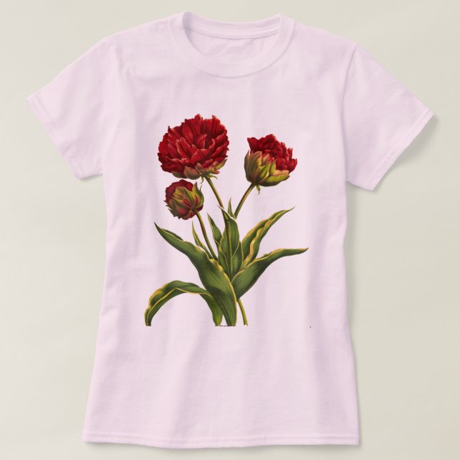 Camiseta de flores rojas (Diseño del anverso)