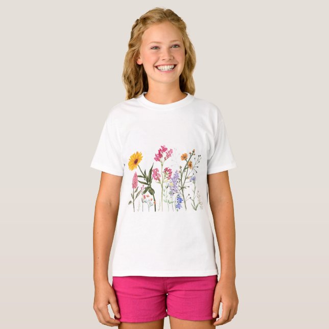 Camiseta de flores silvestres, Tee de niños botáni (Anverso completo)