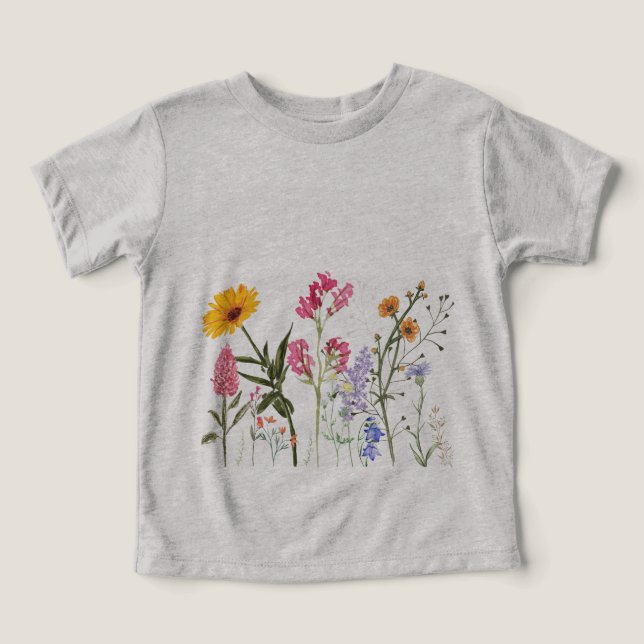 Camiseta de flores silvestres, Tee de niños botáni (Diseño delantero )