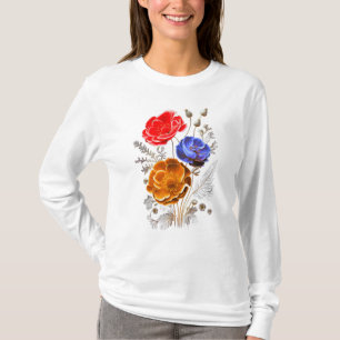 Camiseta de flores tricolor