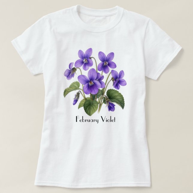 Camiseta de flores violetas de febrero (Diseño del anverso)