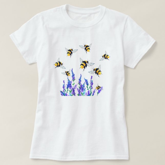 Camiseta de flores y abejas (Diseño del anverso)