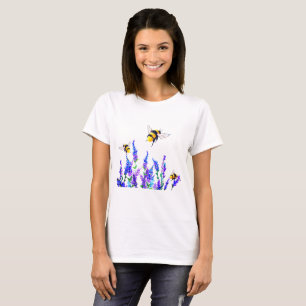 Camiseta de flores y abejas