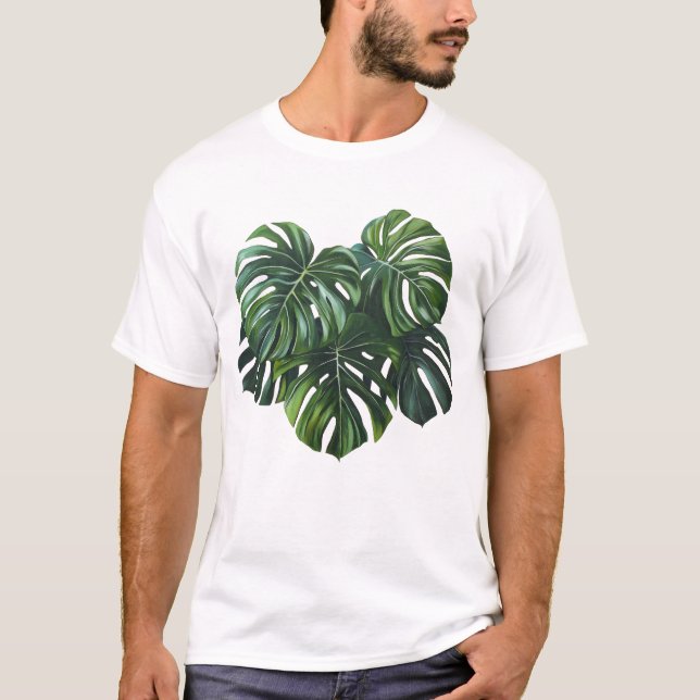 Camiseta de follaje tropical de hoja de monstera (Anverso)