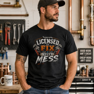 Camiseta de fontanero divertida con licencia para 