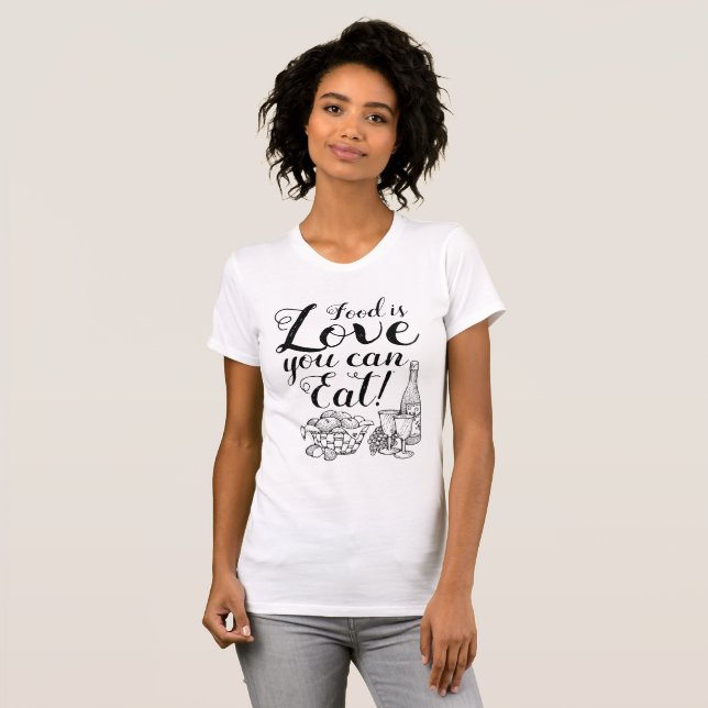 Camiseta de Foodie de la escritura del amor de (Anverso completo)