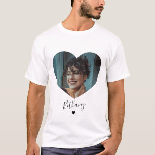 Camiseta de foto corazón personalizada minimalista