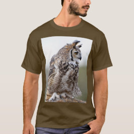 Camiseta de foto de búho cornudo grande