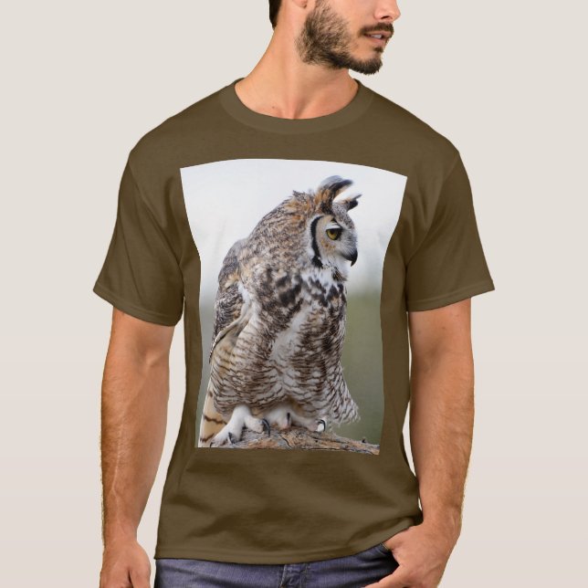 Camiseta de foto de búho cornudo grande (Anverso)