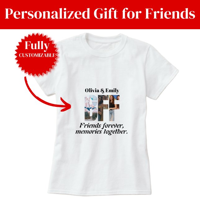 Camiseta de foto de mejores amigas – Personalizada (BFF Photo T-Shirt – Personalized for Friends)