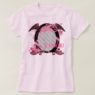 Camiseta de foto de roquero rosa y negro personali