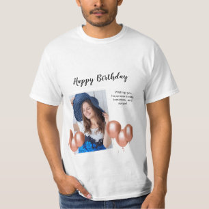 Camiseta de fotos de cumpleaños feliz en blanco y 