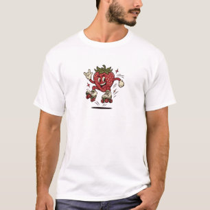 Camiseta de fresa adorable con patines
