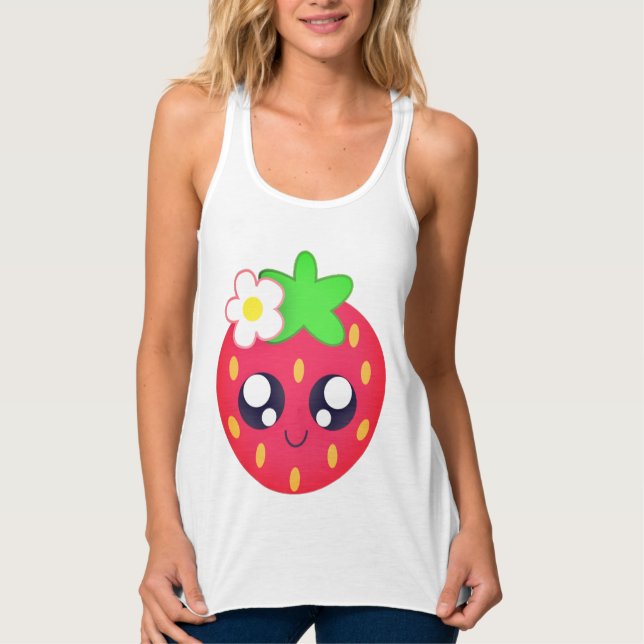 Camiseta de fresa Casual verano Negro de la playa  (Anverso)