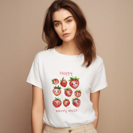 Camiseta de fresa feliz para mujeres