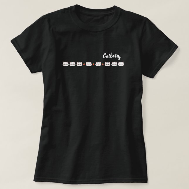 Camiseta de fresas de gato lindas | Catberry (Diseño del anverso)