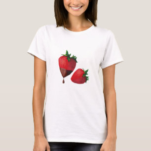 Camiseta de fresas despojadas de chocolate