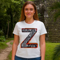 Camiseta de fuente artística de la letra Z inca