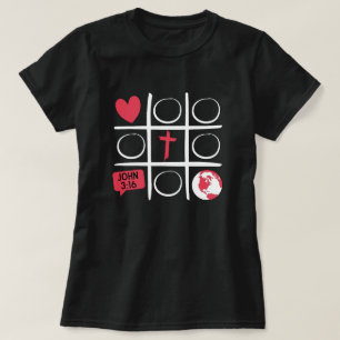 Camiseta de fuente blanca Tic Tac Toe