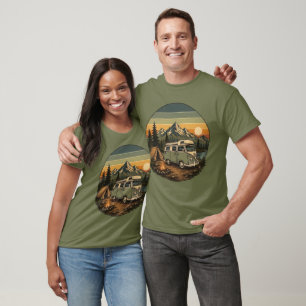 Camiseta de furgoneta campera de camping vintage