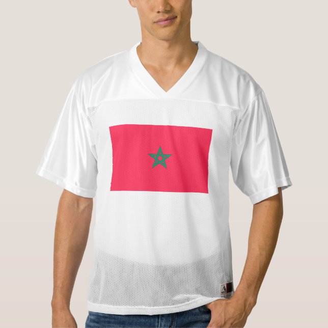 Camiseta De Fútbol Americano Para Hombre Bandera de Marruecos (Anverso)