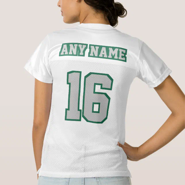 Camiseta De Futbol Americano Para Mujer 2 LINEAS SILVER OSCURA VERDE BLANCA MUJERES Sport Zazzle.es