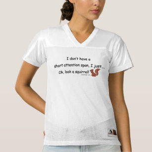 Camiseta De Fútbol Americano Para Mujer Ardilla corta de la capacidad de concentración