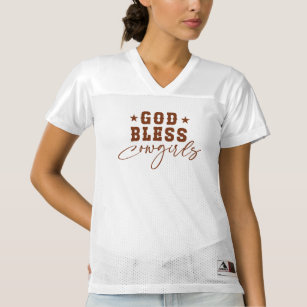 Camiseta De Fútbol Americano Para Mujer Buenas cowgirls, tipografía occidental marrón