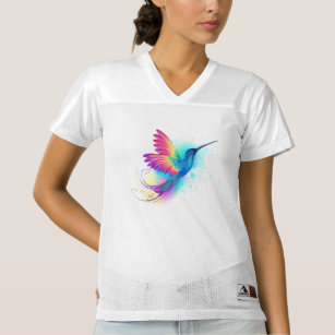 Camiseta De Fútbol Americano Para Mujer Colibrí arcoiris exótica