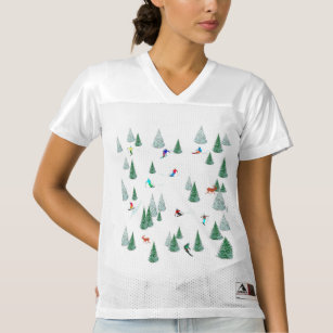 Camiseta De Fútbol Americano Para Mujer Ilustracion de esquí de descenso