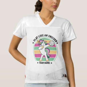 Camiseta De Fútbol Americano Para Mujer Voleibol estilo retro Dabbing Unicorn