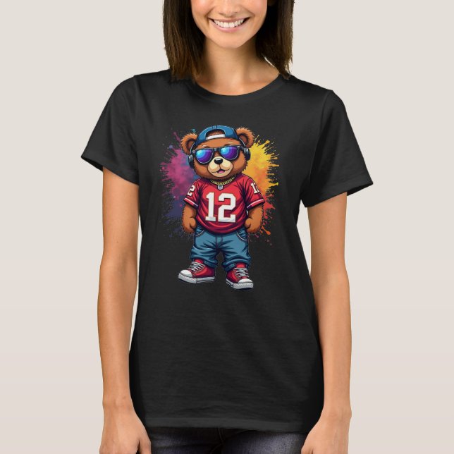Camiseta De Fútbol De Cute Hip Hop Teddy Bear (Anverso)