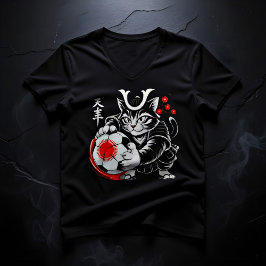 Camiseta de fútbol de gato samurái feroz para muje
