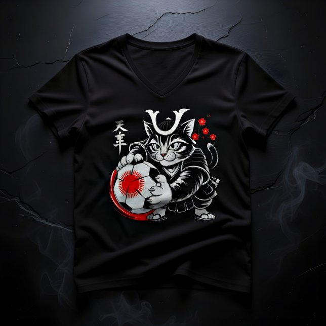 Camiseta de fútbol de gato samurái feroz para muje (Subido por el creador)