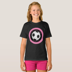 Camiseta de fútbol de niña rosa personalizada