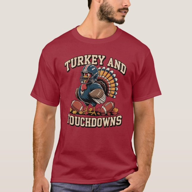 Camiseta de fútbol divertida de Turquía y Touchdow (Anverso)