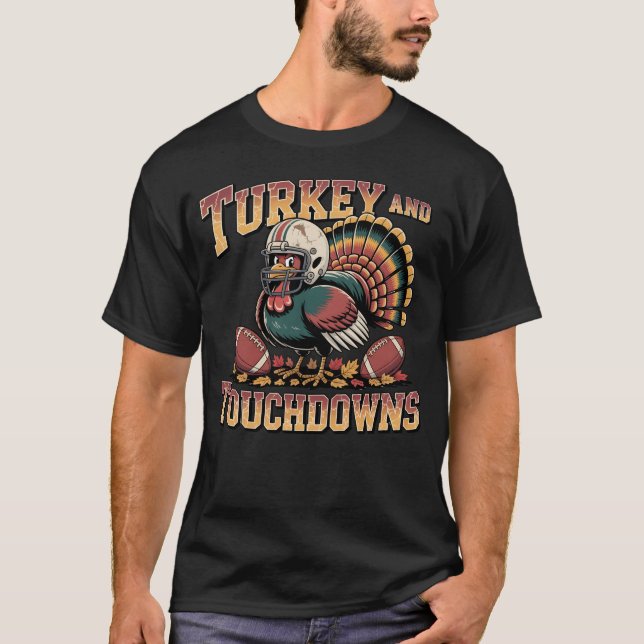 Camiseta de fútbol divertida de Turquía y Touchdow (Anverso)