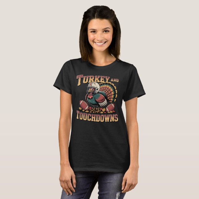 Camiseta de fútbol divertida de Turquía y Touchdow (Anverso completo)