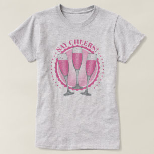 Camiseta De Gafas De Champán Rosa Mimosa
