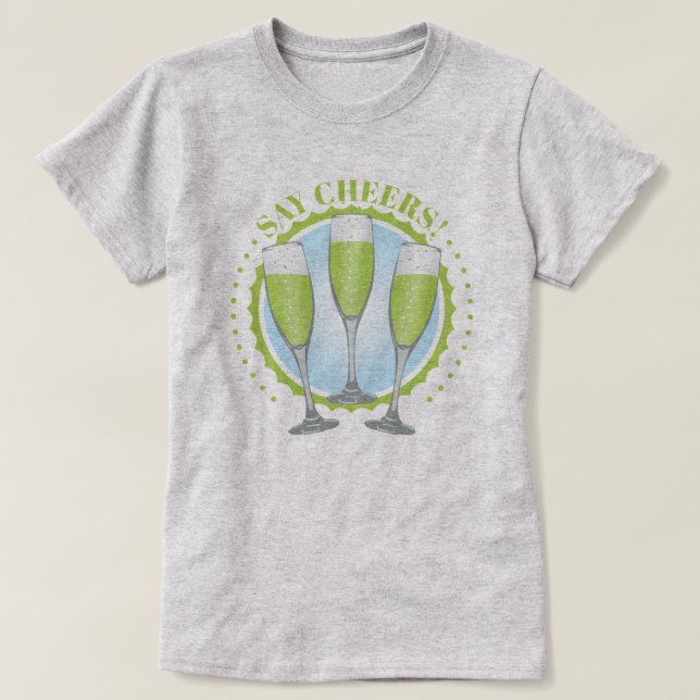 Camiseta de gafas de champán verde de Mimosa (Diseño del anverso)