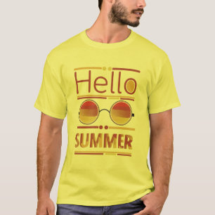 Camiseta de Gafas de Sol Puesta de Sol Retro Hola 