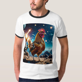 Camiseta de galaxia de batalla de pollo espacial é