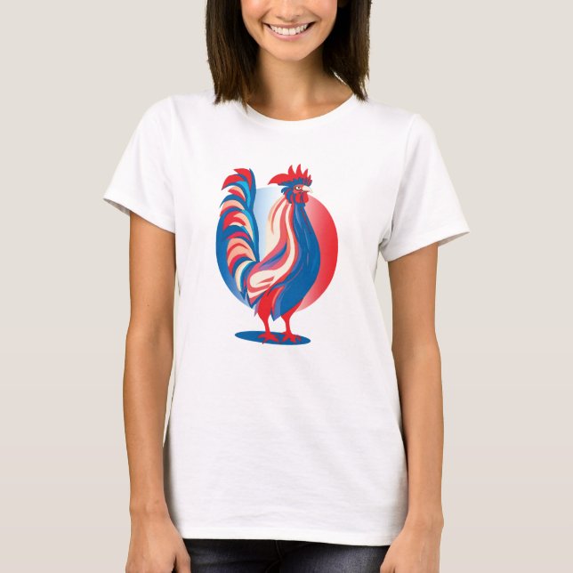 Camiseta de gallo patriótico de bandera francesa (Anverso)