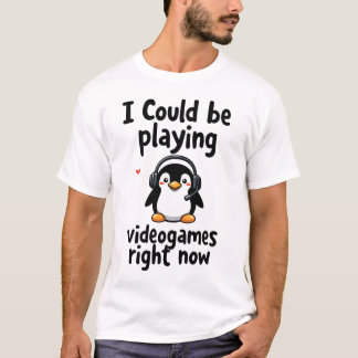 Camiseta de Gamer de Pingüino Adorable Jugando Vid