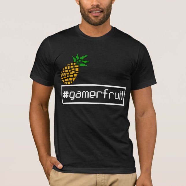 Camiseta de gamerFruit Mens Pixel (Oscuro) (Anverso)