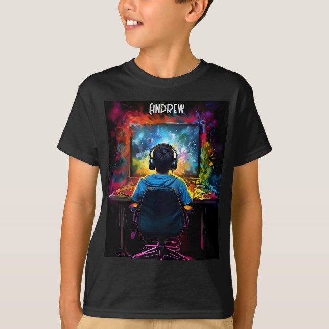 Camiseta de gamers personalizados para niños (Anverso)