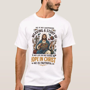 Camiseta de ganchillo de punto de Jesús Fe inspira
