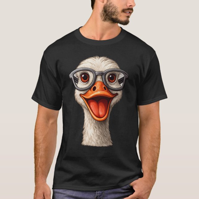 Camiseta de ganso divertido con gafas – Pato friki (Anverso)