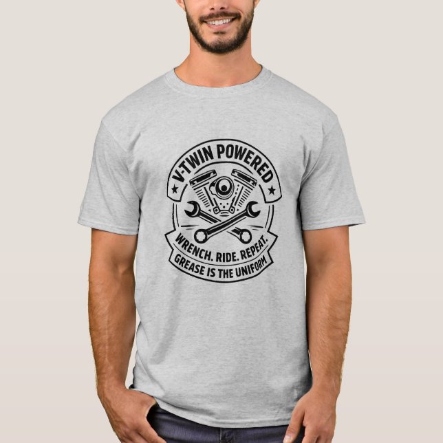 Camiseta de garage de motocicleta con motor V-Twin (Anverso)
